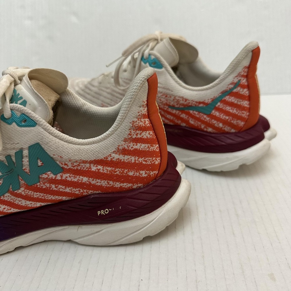 HOKA Mach 5 Running Shoes Womens 9 White Orange Blue PROFLY+ Lightweight - Picture 8 of 14